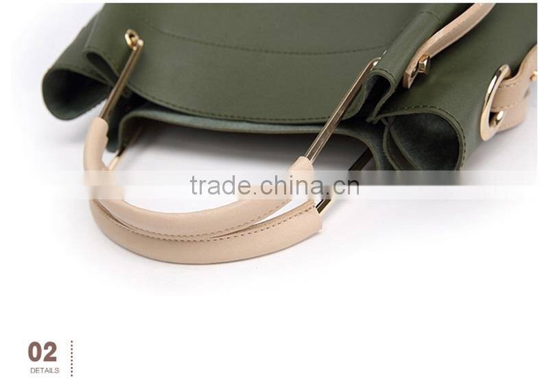 Army Green Metal Handle Handbag Fashion Messenger Bag