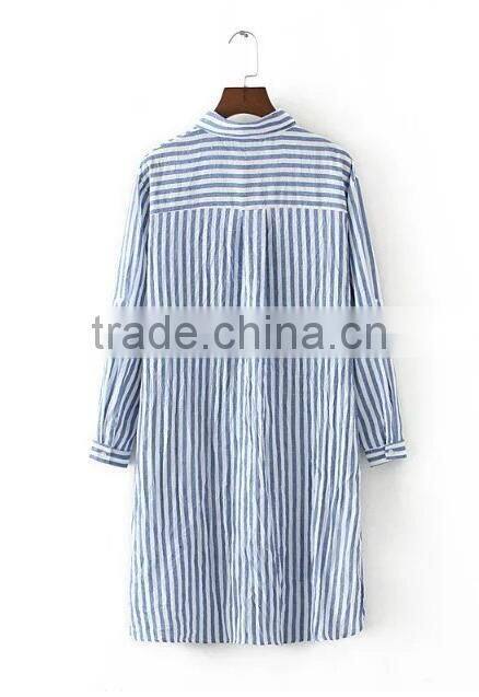 Runwaylover EY2325B Simple fashion style casual bf shirt lady long sleeve striped blouse