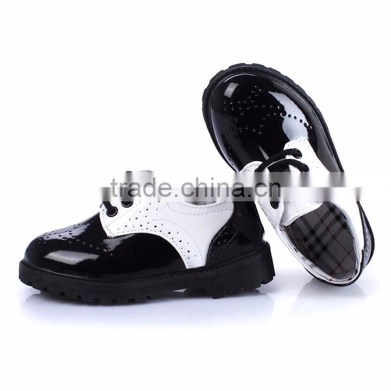 Juqian custom best quality lace up leather black girl school shoes 2016