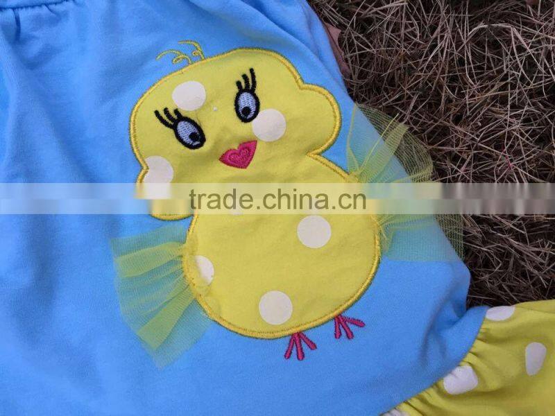 2015 new baby girl blue & yellow easter stripe pant set outfits with matching necklace and headband