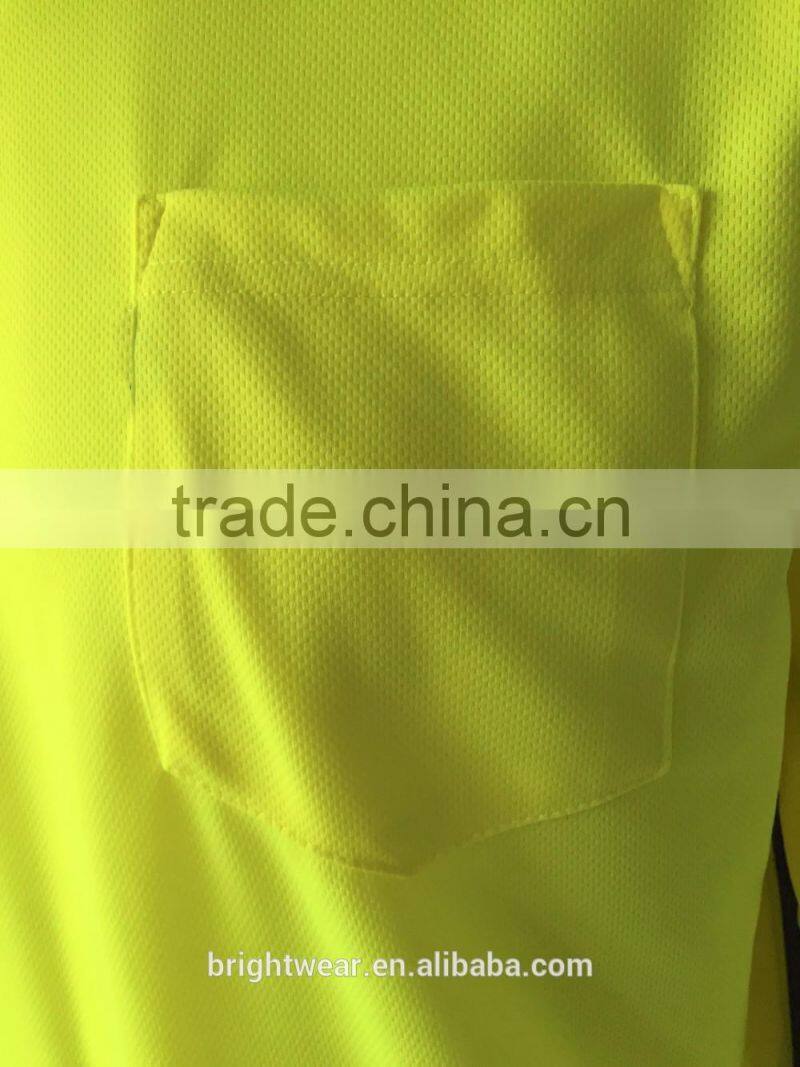 Men's ANSI hi vis 100% polyester long sleeve reflective T-shirt