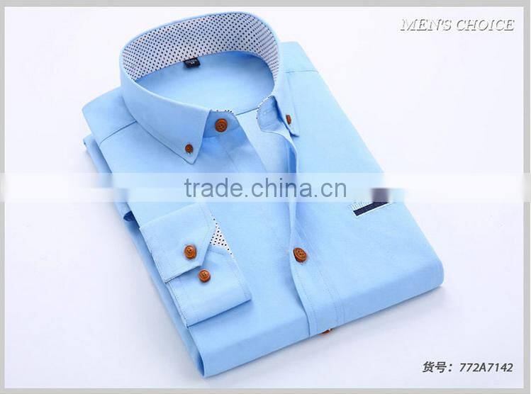 Yiwu factory production for export light blue business work uniform classical casual dress shirt for men