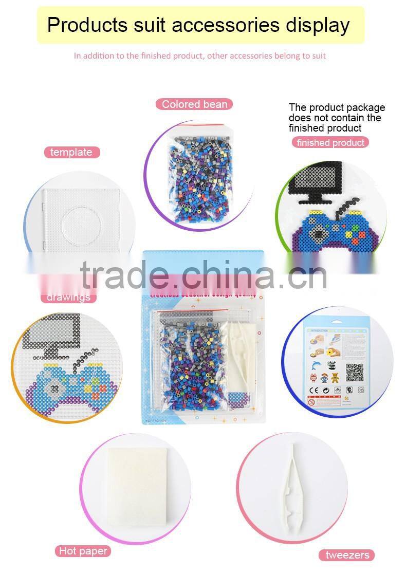 Diyfashion 5mm mini hama perler beads set with puzzle iron paper and twezzer toys for kids 18092