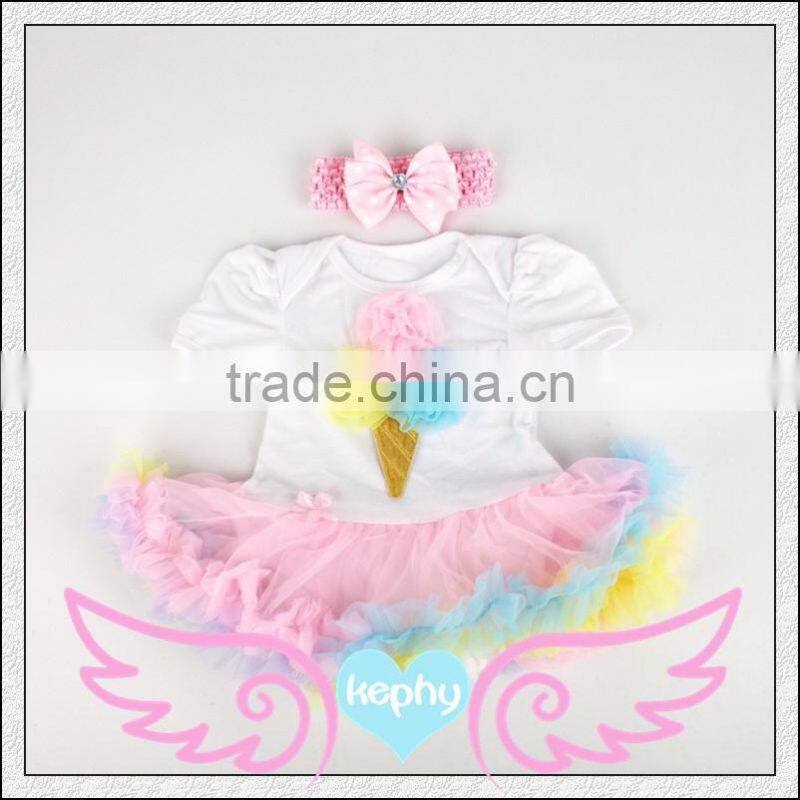 Light Pink Damask Baby Pettiskirt Tutu White Top Set 0-12Month