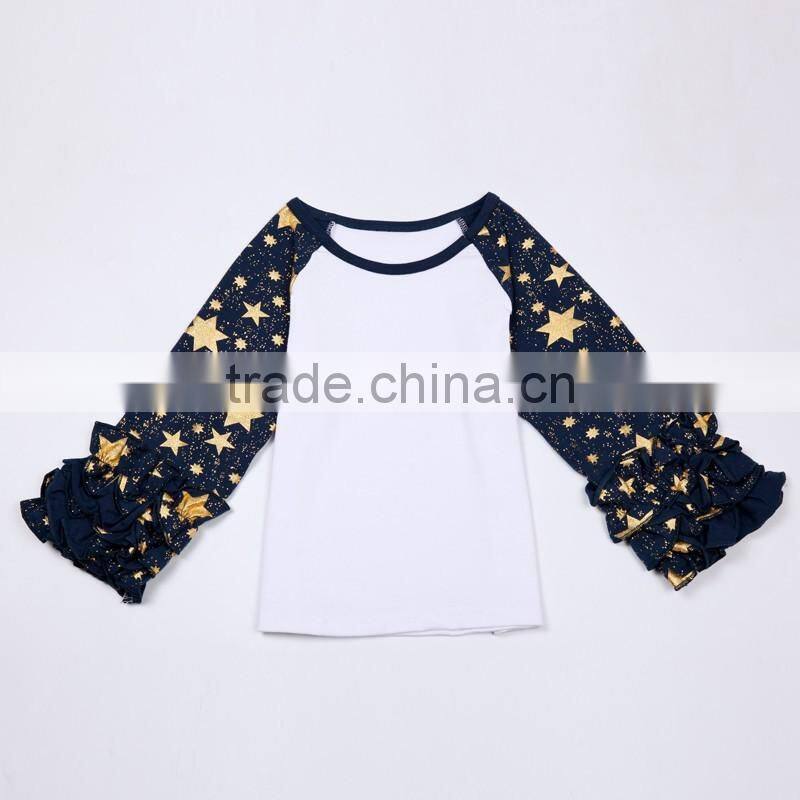 New Design Figure gold Star Printing Newborn Baby Ruffle Leggings Knit Clothes Wholesales