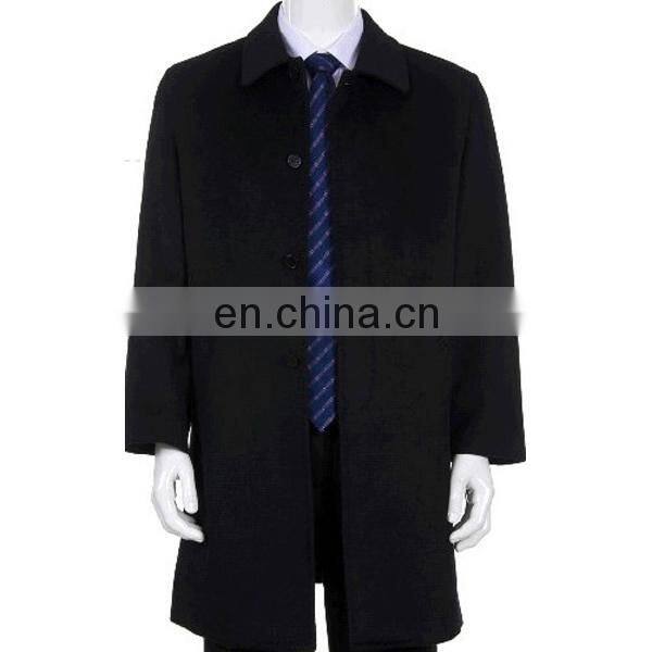 Luxury classic style black color men's cashmere overcoat
