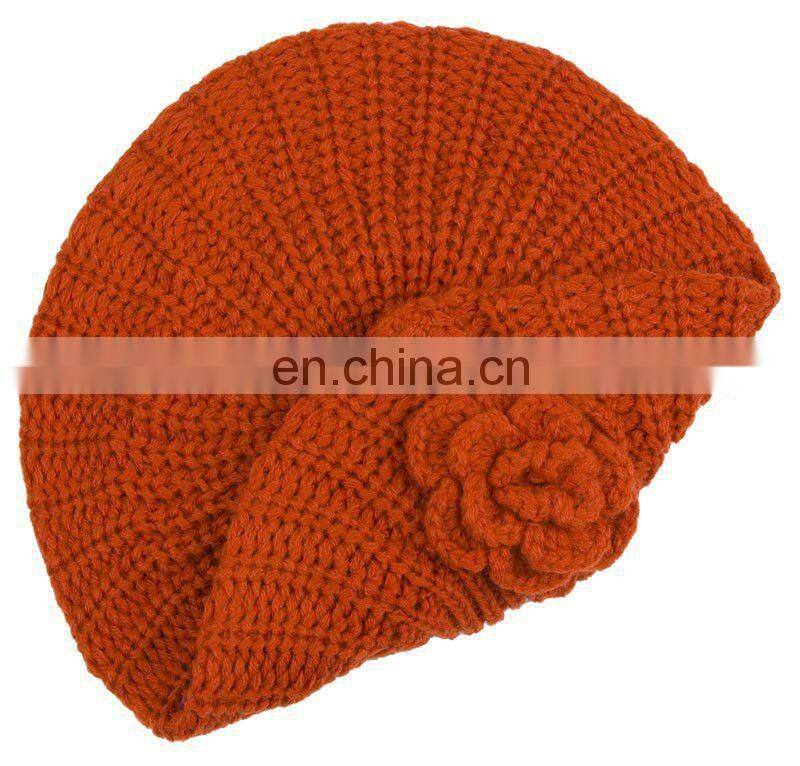 2015 ladies' Fashion winter China suppliers knitted cute beret with flower