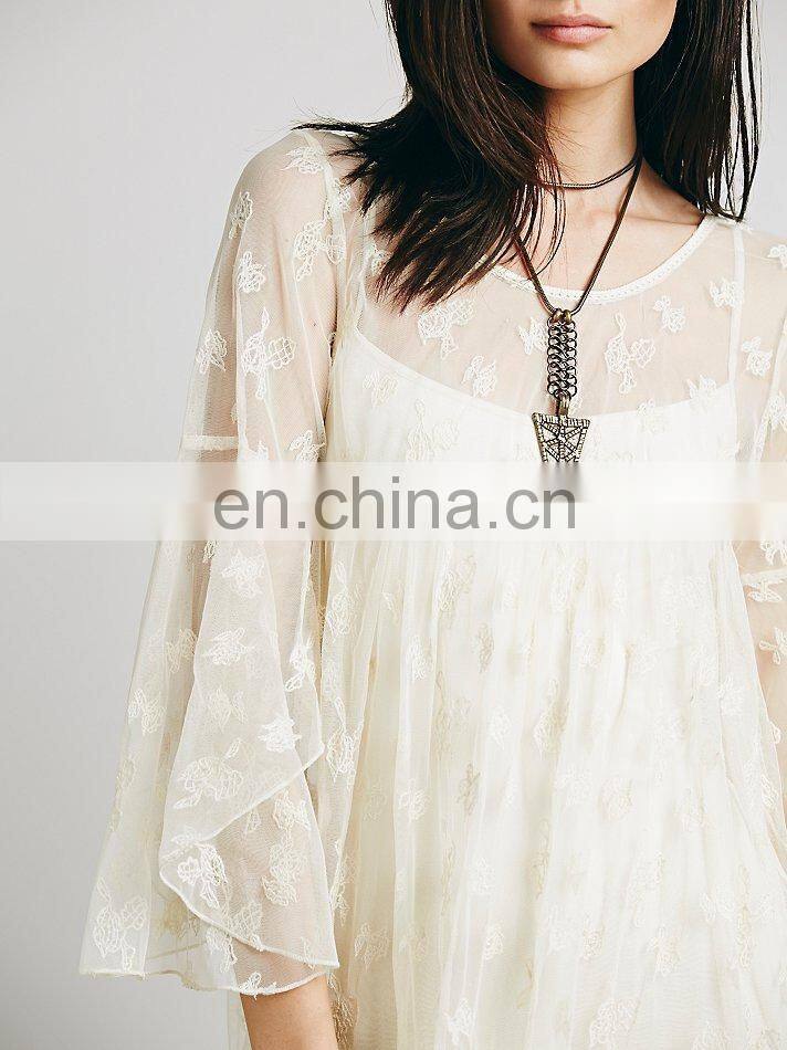 CHEFON Sheer mesh plus size white party dresses xxxl