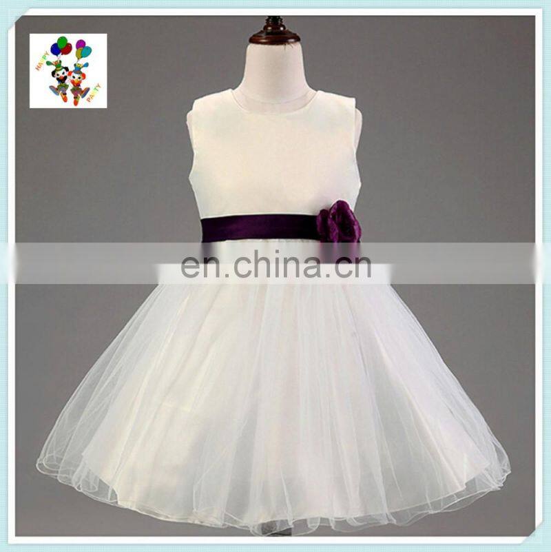 Hot Sale White Gown Tulle Flower Girl Kids Dresses HPC-3091