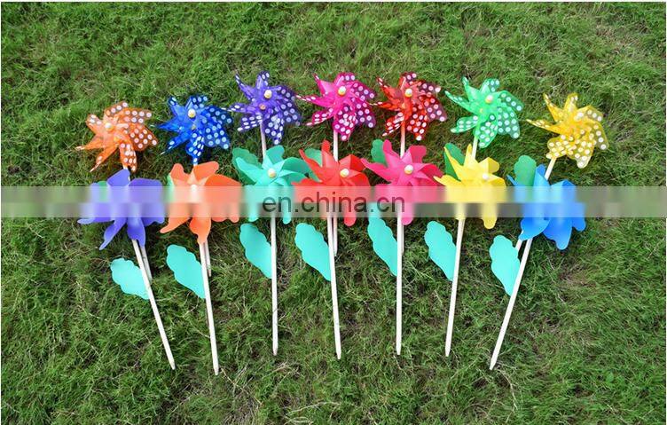 Beautiful promotional flower pinwheel plastic windmill