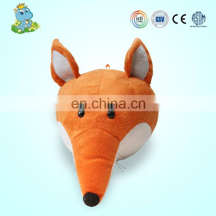 Cheap super cute fulffy fox animal head Wall Mount plush art toy
