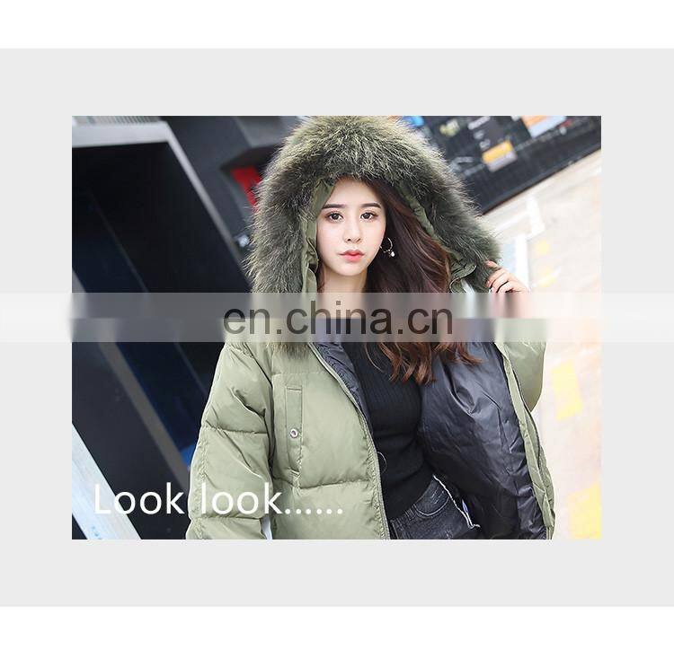 2017 Hot Selling New Design Women Real Big Raccoon Fur Collar New Down Coat