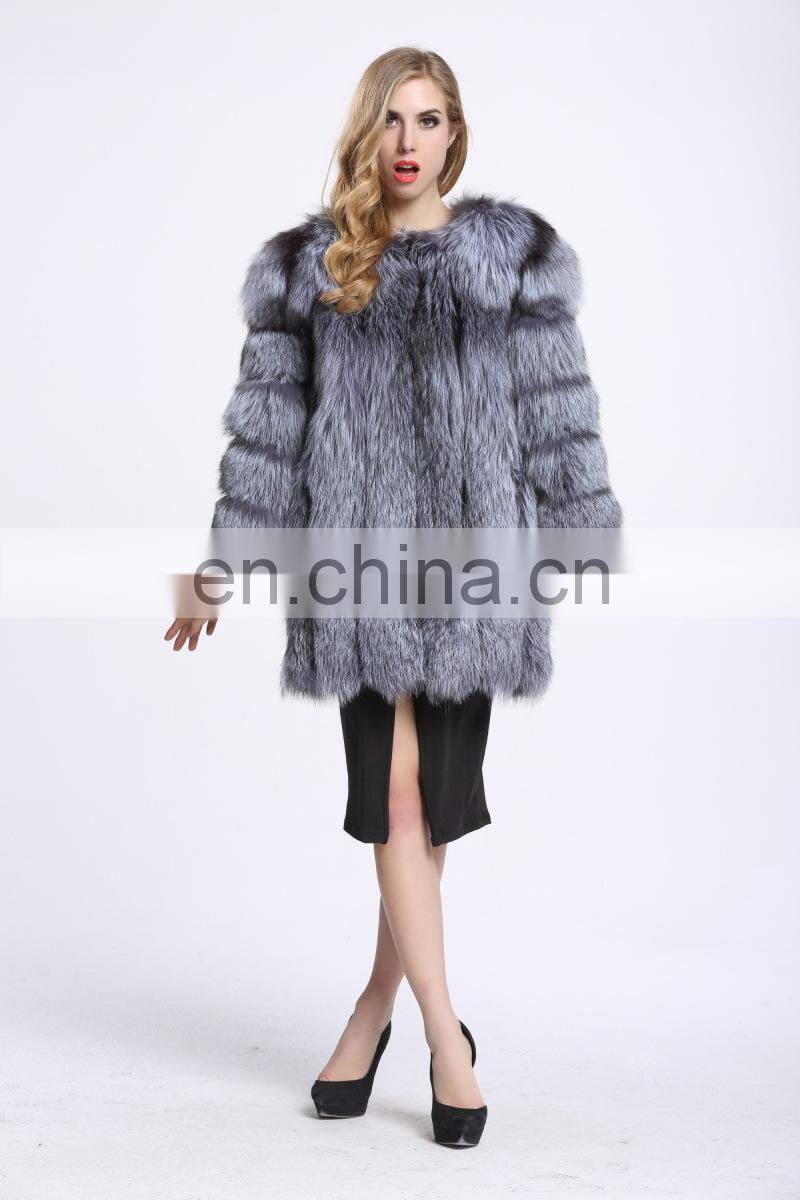 Latest Women Fashionable Fox Fur Jacket Lovely Beautifur Real Silver Fox Fur Coat Sex