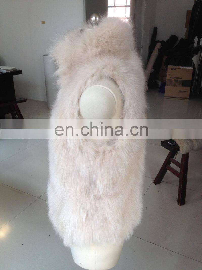 ladies fashion fox fur vest with hock