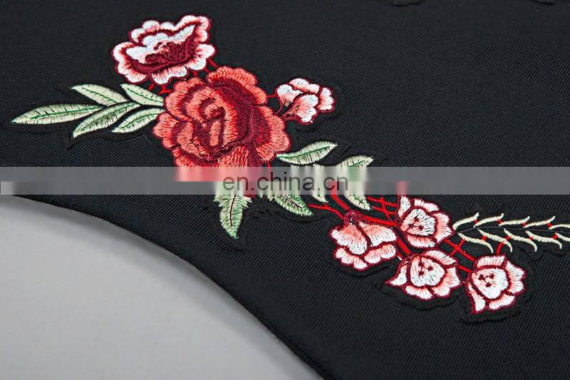 Amigo 2017 latst black off shoulder sexy bandage dress midi tube elegant embroidery evening dresses for girls party wear