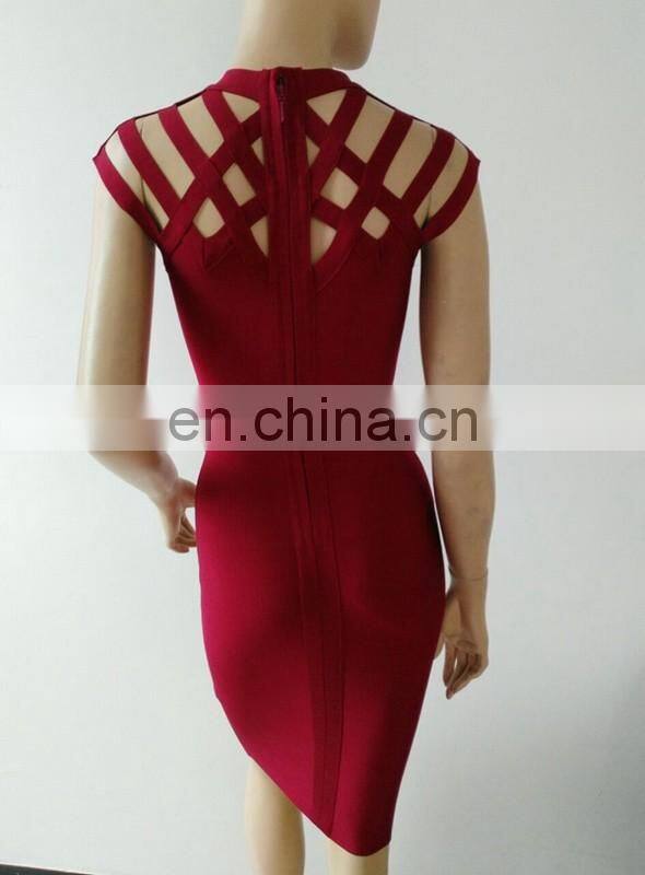 Amigo 2017 latst red cap sleeve cut out sexy bandage dress evening dresses for girls party wear