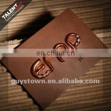 custom private brand name logo leather jeans label