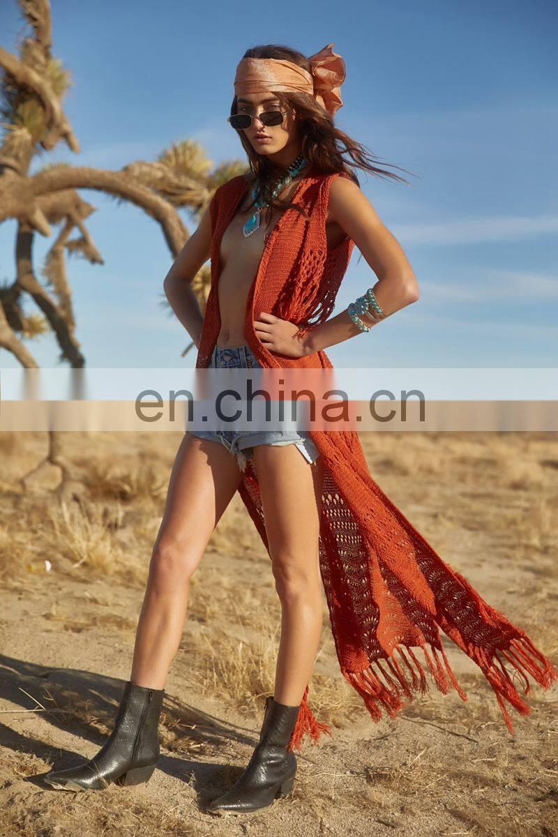 Knit Long Beach Cover up Beach Kaftan Tunics for Beach Swimsuit cover up Robe Plage Tassel Bathing suit Women Crochet cover Up