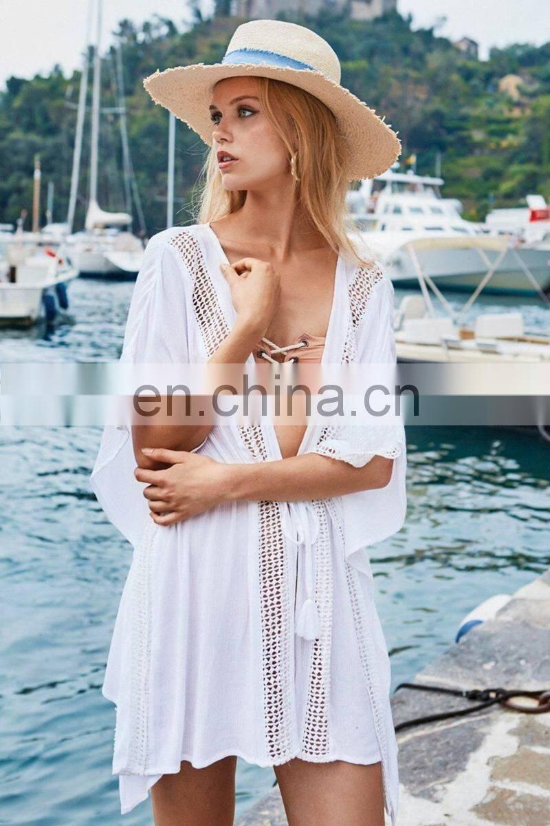 New Beach Cover Up White Lace cotton Swimsuit cover up Summer Crochet Beachwear Bathing suit cover ups Beach Dress