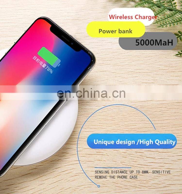 Round shape keychain 5000mah wireless Fast Charge portable power bank