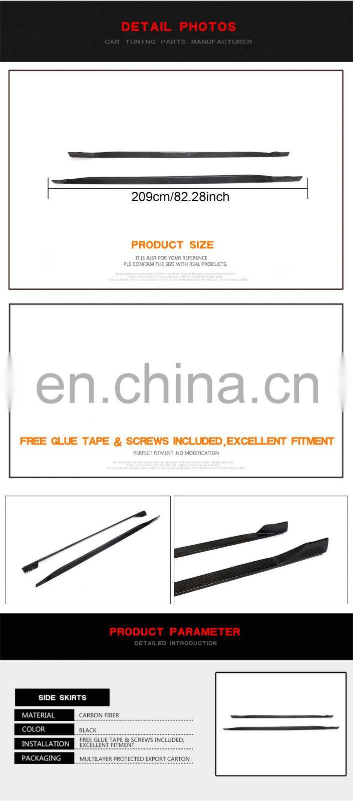 Popular top selling auto parts carbon fiber side skirt for VW CC 2019-2020