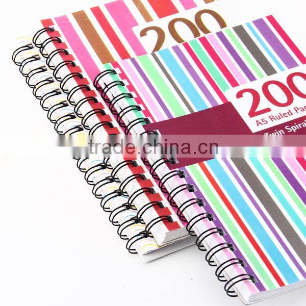 color lines printing PP cover stationery school spiral notebook english exercise notebook
