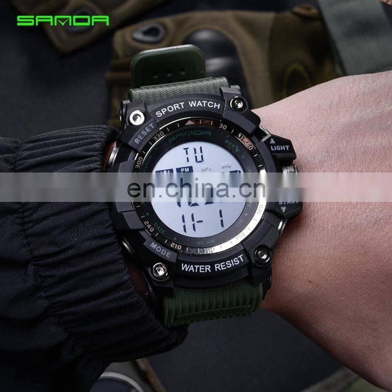SANDA 359 Hot Selling Design Cheap Price Men Sport LED Light Watches Silicon Band Watch