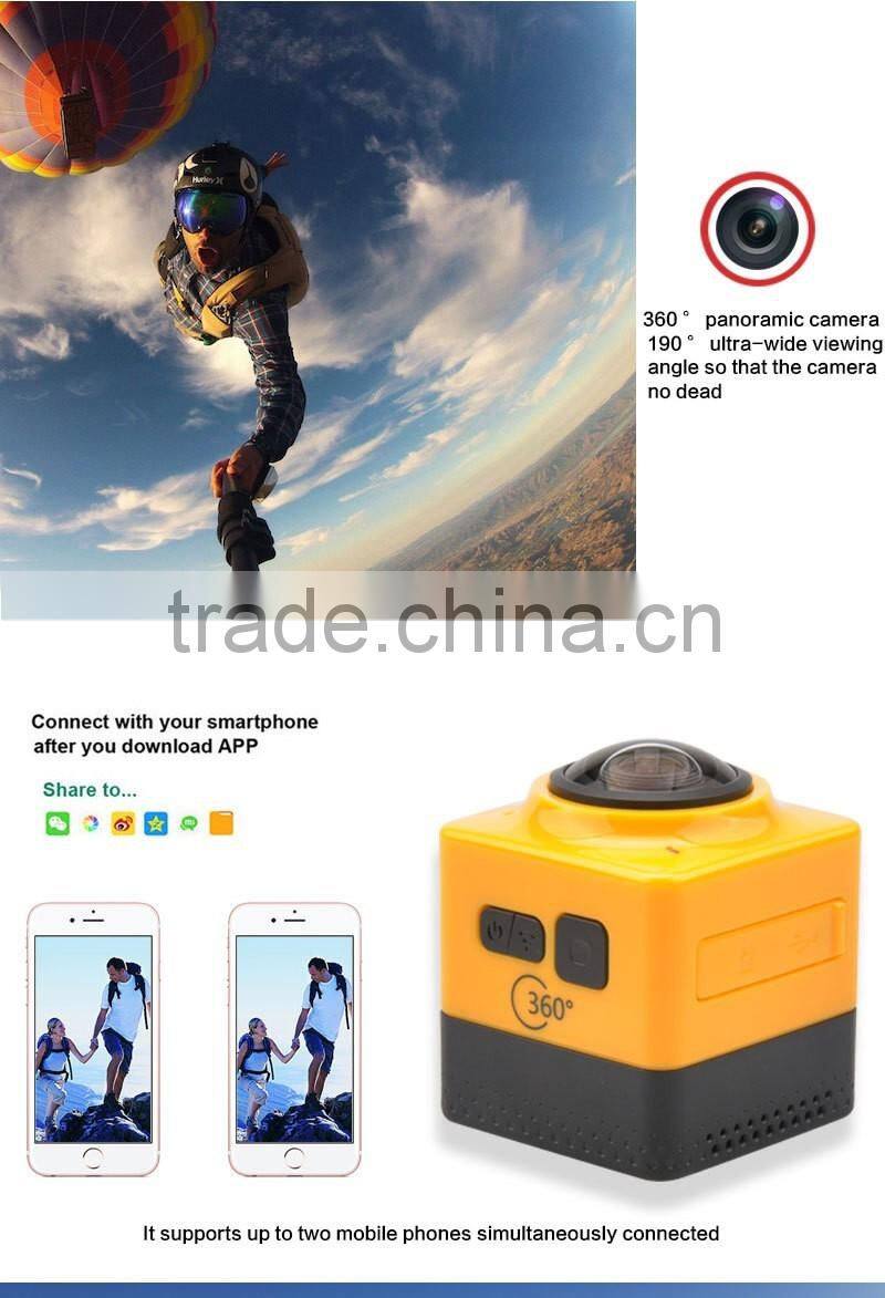 2016 Newest Panorama Action Camera 360x190 Degree with WiFi for Android IOS APP Preview & Playback - Cube 360