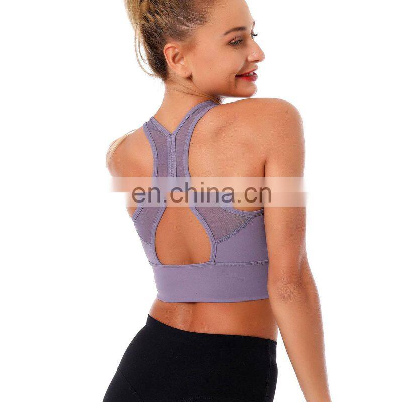 Fitness Shockproof Mesh Sports Bra Gym Tank Tops Running High Impact Women Seamless Push Up Yoga Bras