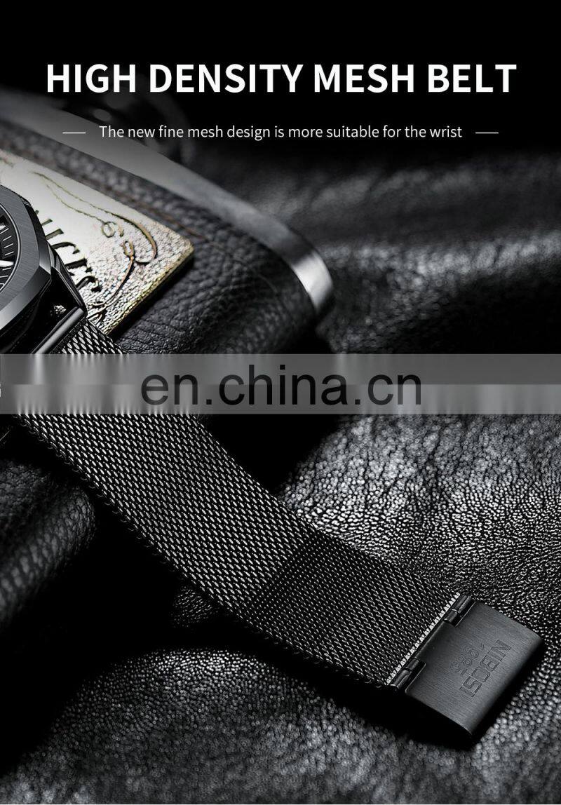 NIBOSI Fashion Luxury Men Watches Top Brand Luxury Quartz Wristwatch Sport Waterproof Chronograph Male Clock Custom logo watch