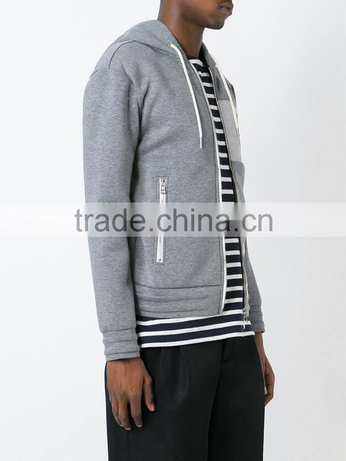 New fashion high quality custom made hoodie grey zip up hoodie