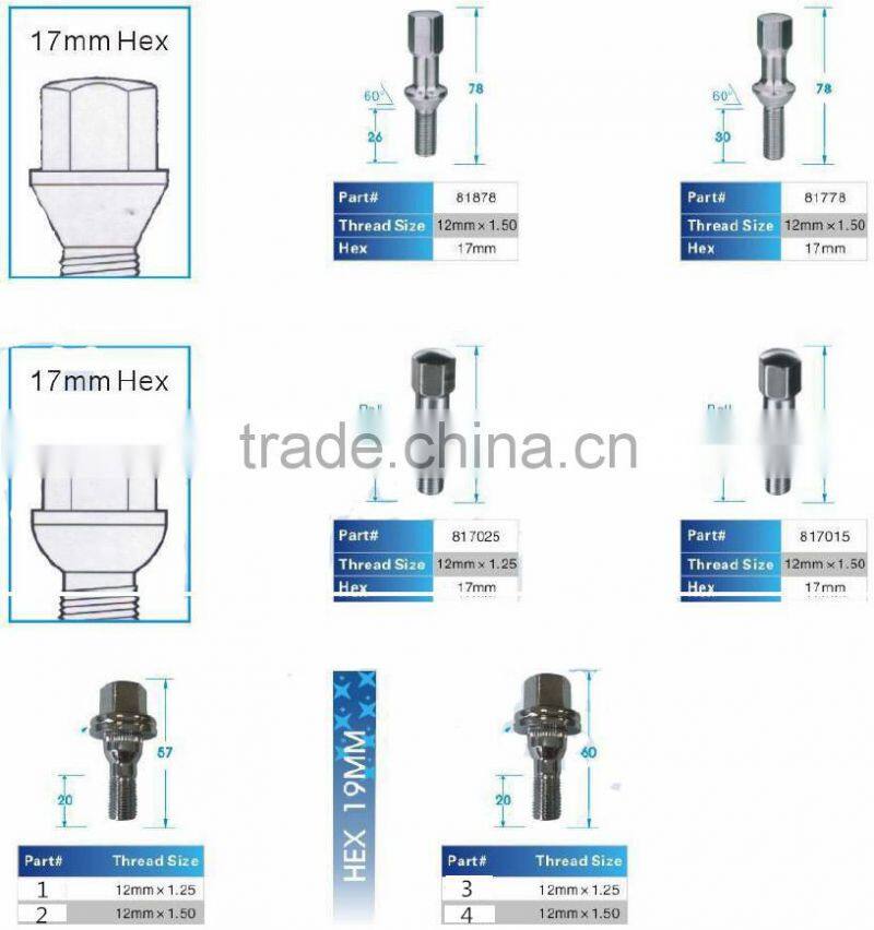 Rear Wheel Hub Bolt wheel bolt Wheel Hub Bolt Lug Bolts 19mm Hex