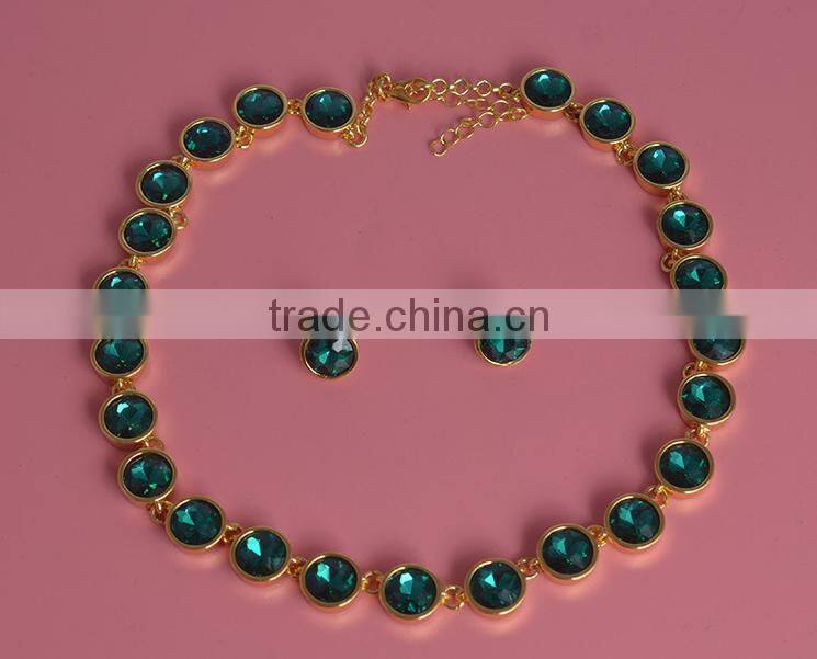 Dignified Crystal Chain Silver Fashion Jewelry Necklace Set