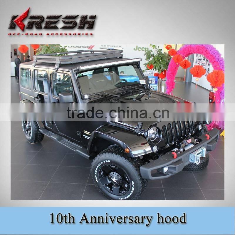 China manufacture wrangler JK steel10th anniversary hood engine cover Mopar hood for wrangler
