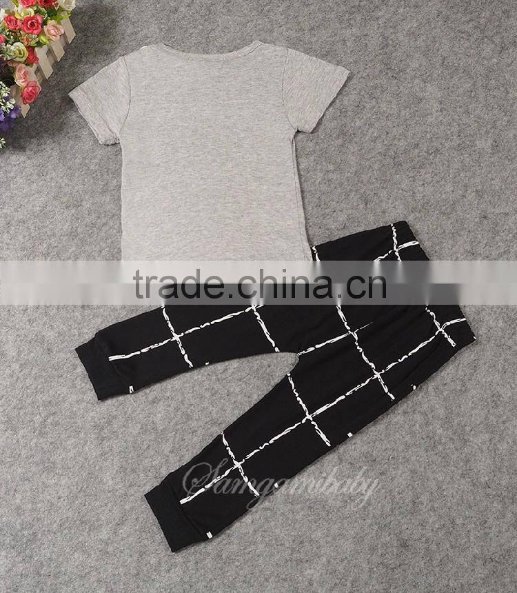 Brand Foreign Trade Children Cloth Wholesale 16073 Summer Ins Letter Child Cloth Boy Haroun Pants Suit