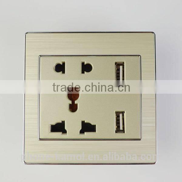 new design dual usb wall socket 5V 2A USB multi electrical switch plug socket
