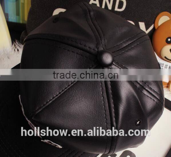 Cute Colorful Cartoon Animal Bear Pattern Leather Snapback Hats Custom