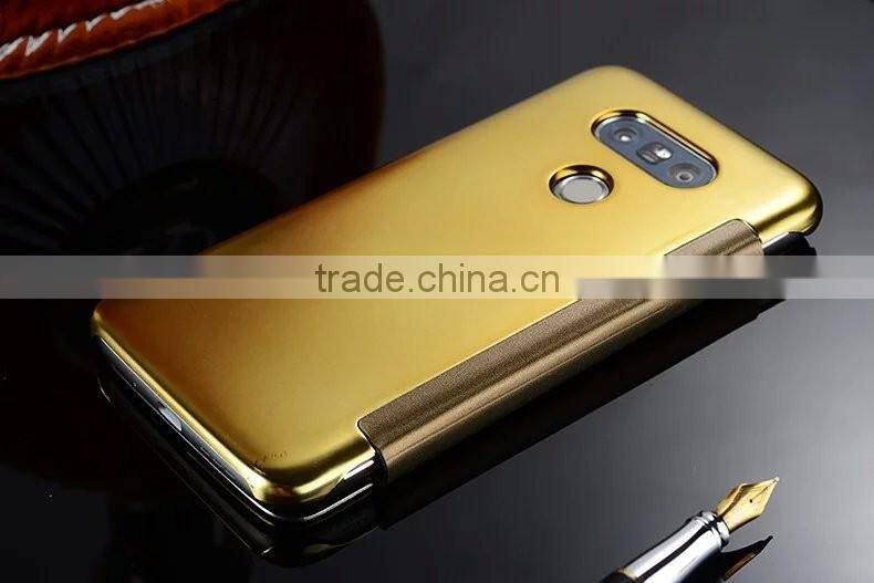 Electroplating Mirror Screen Flip Leather case for LG G5