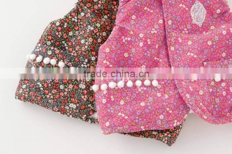 Japanese wholesale products high quality flower pattern baby winter cute toddler vest children clothing kids wear infant clothes