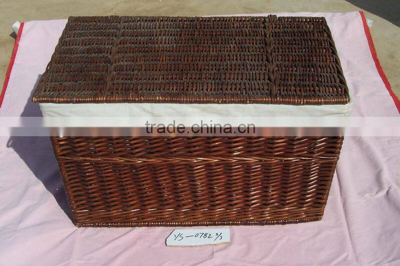 Chinese brown handmade woven willow storage basket