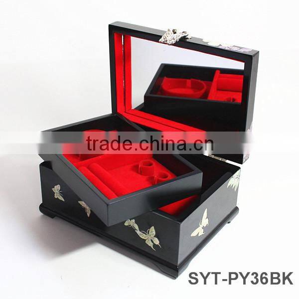 High end mother of pearl drawer wooden jewelry boxes with lock