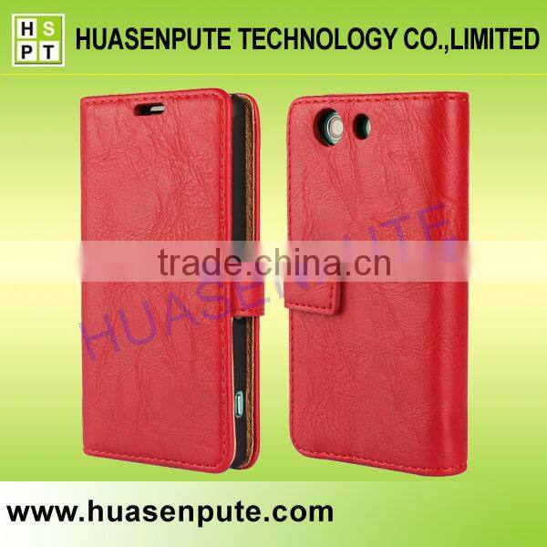 2015 Stylish High Quality Retro Book Style Leather Case for Sony Xperia Z3 Mini