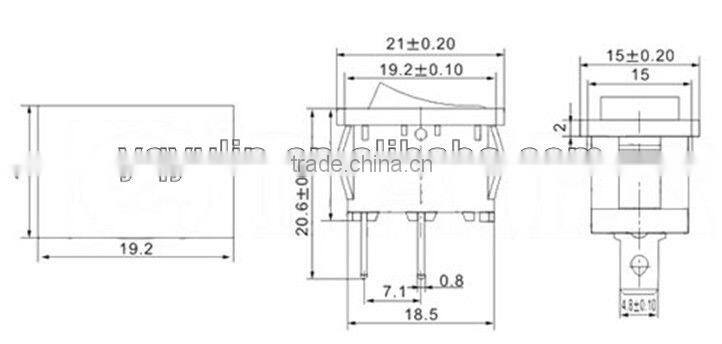YL3-10 single pole square electrical water proof rocker switch