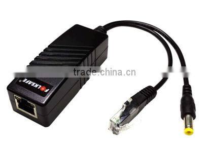 Singel channel 10/100M 12V input PoE splitter installed in non PoE IP cameras