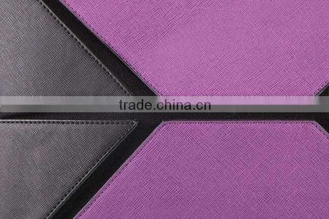 4189 Lastest Design Wholesale Price Color Block PU Material Lady Tote Bag