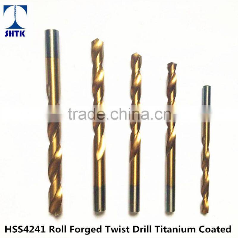 Factory sales directly, HSS 4241Roll Forged twist drill bit, titanium coated