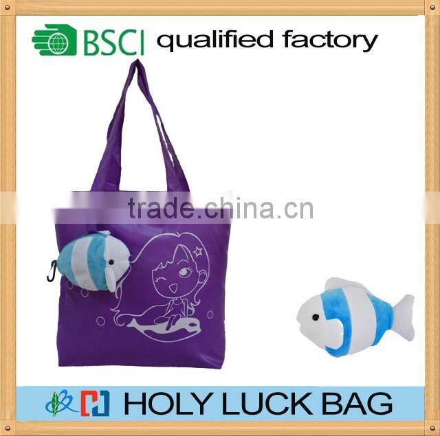 Fish Polyester animal bag for kindergarden fish foldable shopping bags