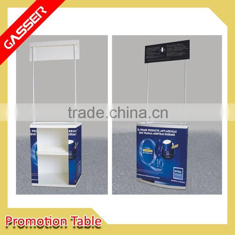 Hot sales PP plastic promotion table display for supermarket promotion booth