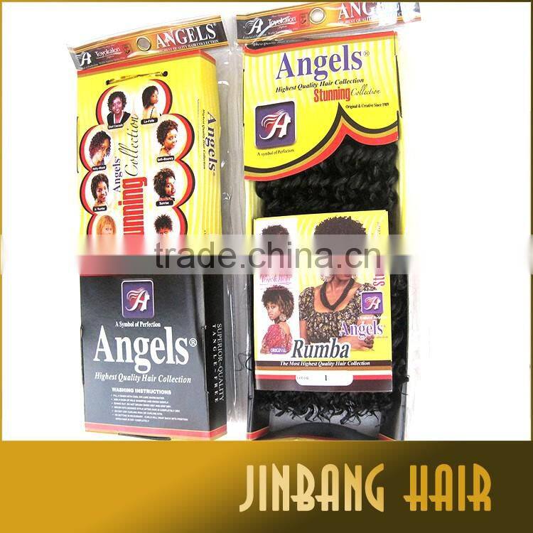 2016 innovative private label 4inch Angels stunning rumba hair synthetic afro kinky hair weft