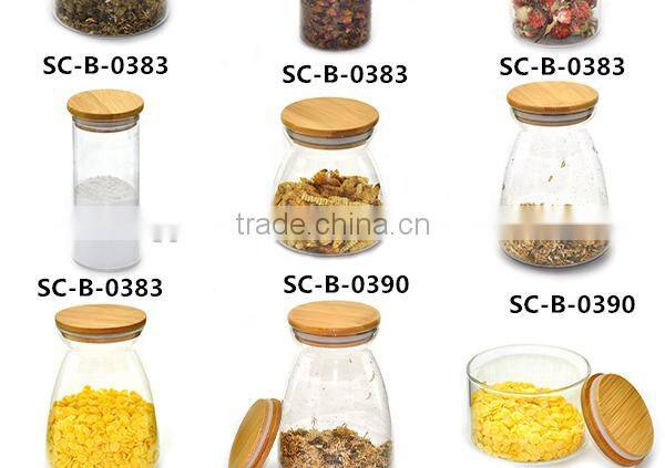 High quality nice design glass jar cooking pot with spoon